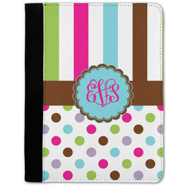 Custom Stripes & Dots Notebook Padfolio - Medium w/ Monogram