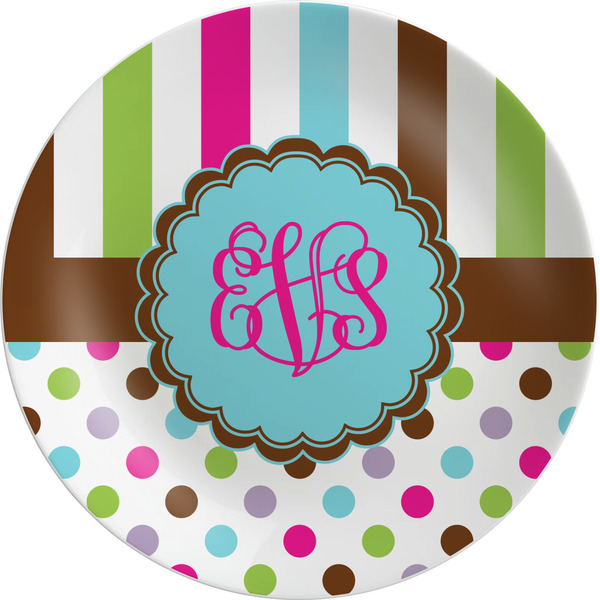 Custom Stripes & Dots Melamine Plate (Personalized)