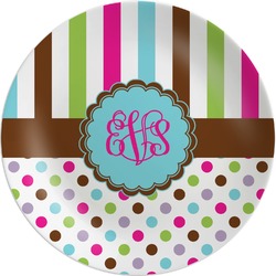 Stripes & Dots Melamine Plate (Personalized)