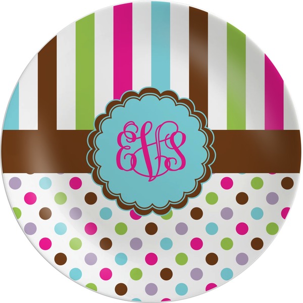 Custom Stripes & Dots Melamine Plate (Personalized)