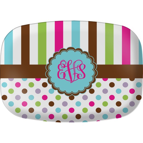 Custom Stripes & Dots Melamine Platter (Personalized)