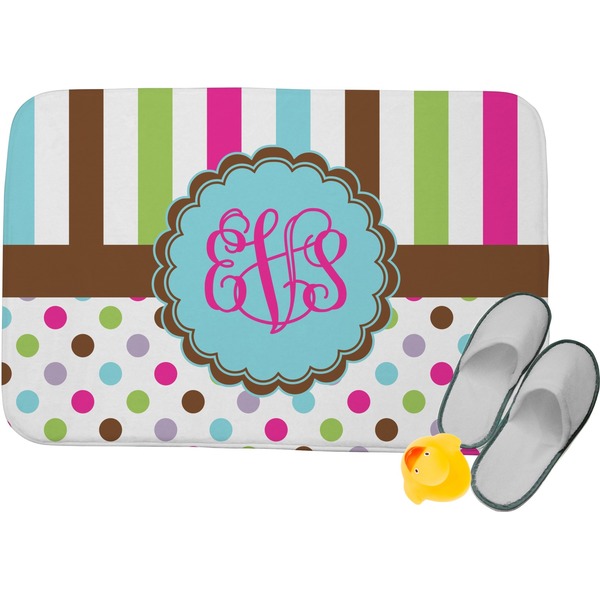 Custom Stripes & Dots Memory Foam Bath Mat (Personalized)