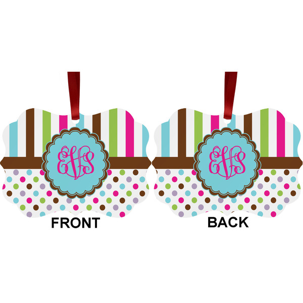 Stripes & Dots Metal Benilux Ornament - Front and Back (APPROVAL)