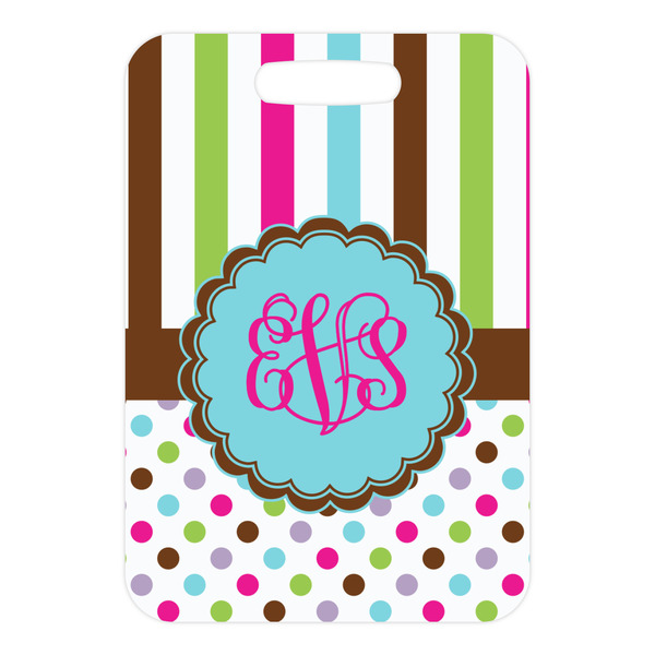 Stripes & Dots Metal Luggage Tag - Front Without Strap