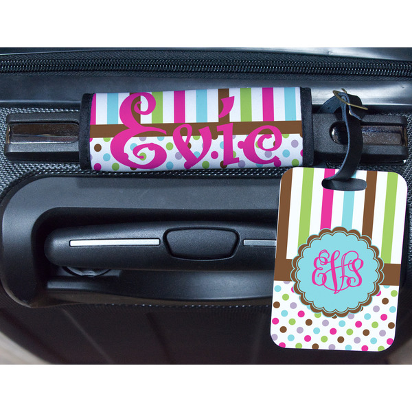 Stripes & Dots Metal Luggage Tag & Handle Wrap - In Context