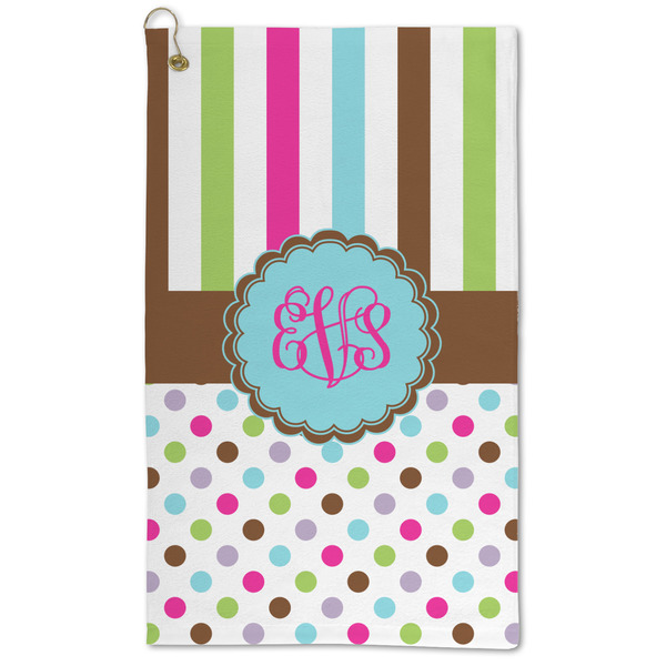 Custom Stripes & Dots Microfiber Golf Towel - Large (Personalized)