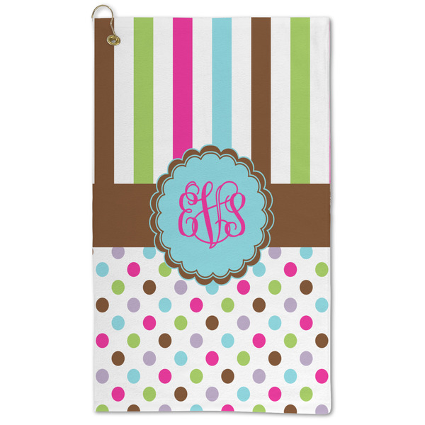 Custom Stripes & Dots Microfiber Golf Towel - Large (Personalized)