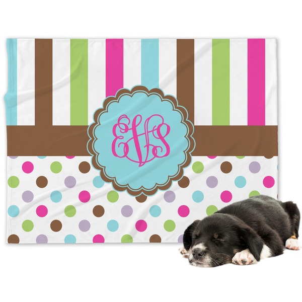 Custom Stripes & Dots Dog Blanket (Personalized)