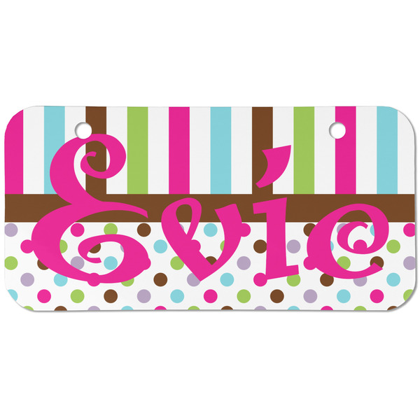Custom Stripes & Dots Mini/Bicycle License Plate (2 Holes) (Personalized)