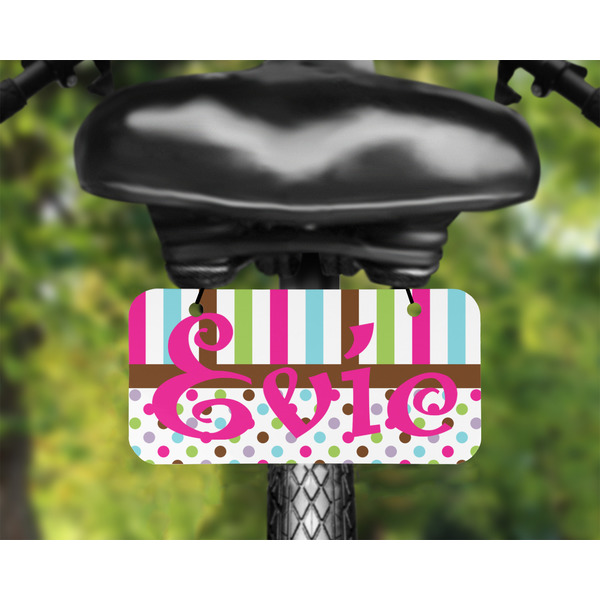 Stripes & Dots Mini License Plate on Bicycle - LIFESTYLE Two holes