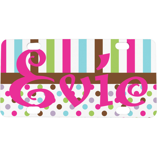 Custom Stripes & Dots Mini / Bicycle License Plate (4 Holes) (Personalized)