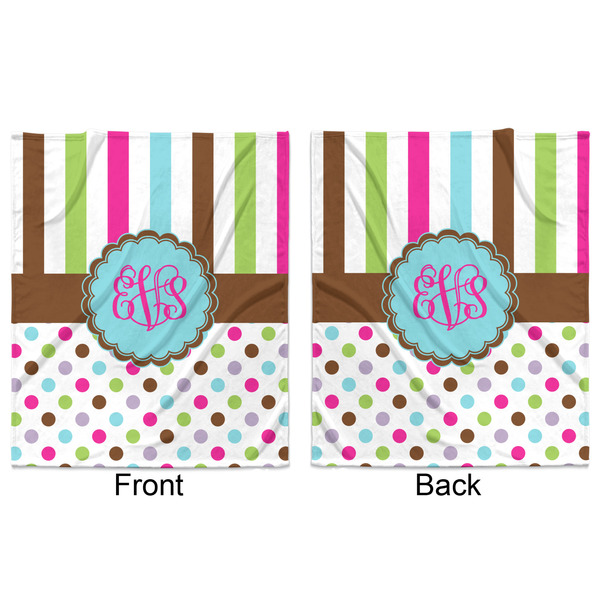 Stripes & Dots Minky Blanket - 50"x60" - Double Sided - Front & Back