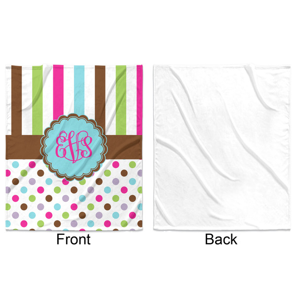 Stripes & Dots Minky Blanket - 50"x60" - Single Sided - Front & Back