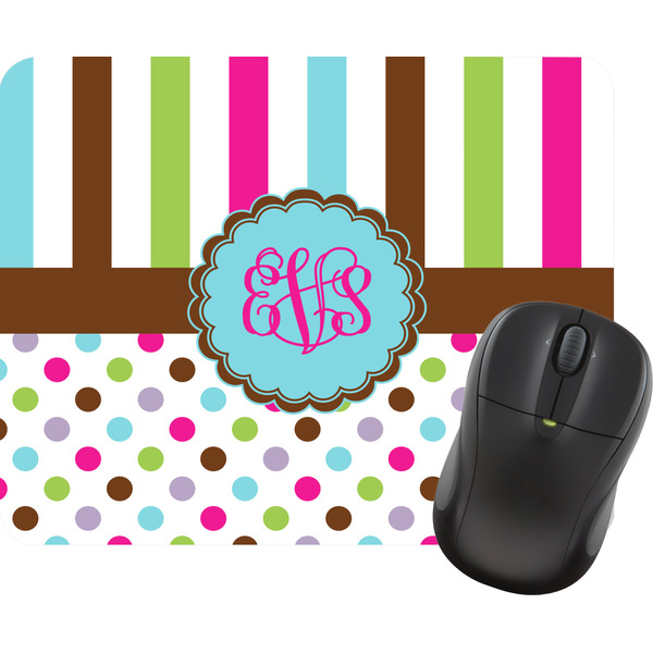 Custom Stripes & Dots Rectangular Mouse Pad (Personalized)