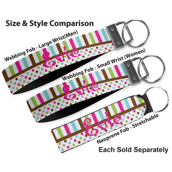 Stripes & Dots Multiple Key Ring comparison sizes