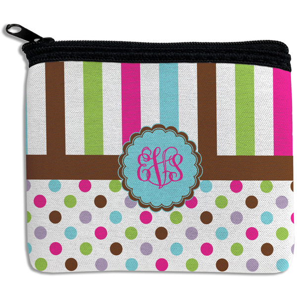 Custom Stripes & Dots Rectangular Coin Purse (Personalized)