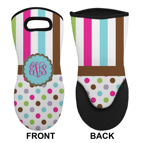 Stripes & Dots Neoprene Oven Mitt (Front & Back)