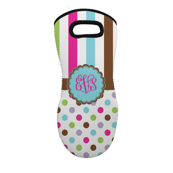 Custom Stripes & Dots Neoprene Oven Mitt w/ Monograms