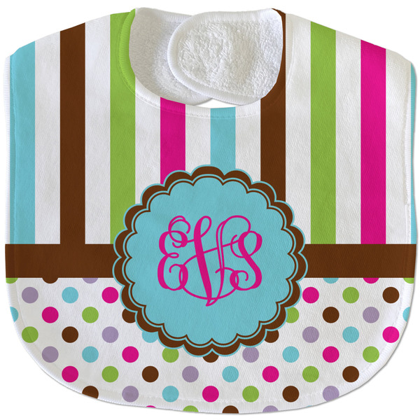 Stripes & Dots New Baby Bib - Closed and Folded