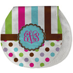 Stripes & Dots Burp Pad - Velour w/ Monogram