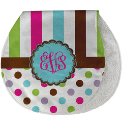 Stripes & Dots Burp Pad - Velour w/ Monogram