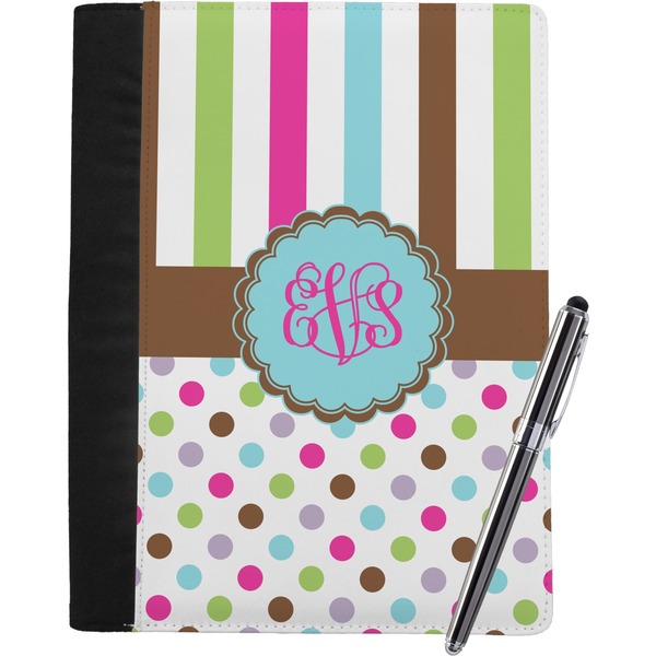 Custom Stripes & Dots Notebook Padfolio - Large w/ Monogram
