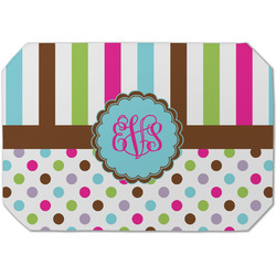 Stripes & Dots Dining Table Mat - Octagon (Single-Sided) w/ Monogram