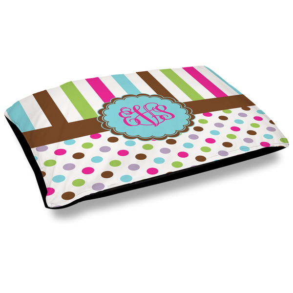 Custom Stripes & Dots Outdoor Dog Bed - Large (Personalized)
