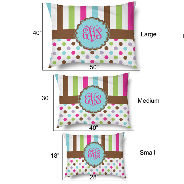 Stripes & Dots Outdoor Dog Beds - SIZE CHART