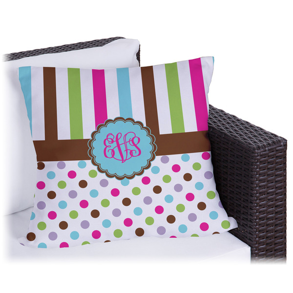 Custom Stripes & Dots Outdoor Pillow - 16" (Personalized)