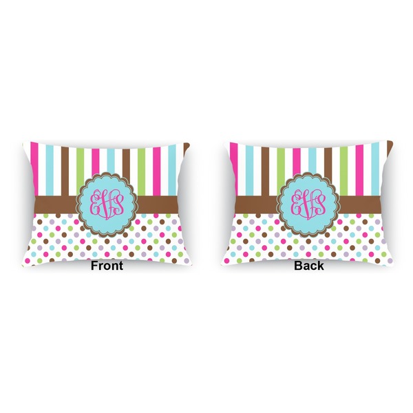 Stripes & Dots  Outdoor Rectangular Throw Pillow (Front and Back)