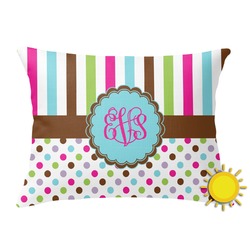 Stripes & Dots Outdoor Throw Pillow (Rectangular) (Personalized)