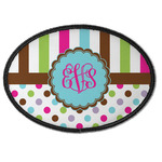 Stripes & Dots Iron On Oval Patch w/ Monogram
