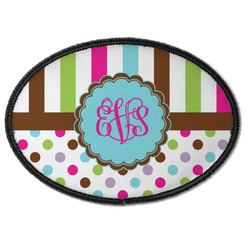 Stripes & Dots Iron On Oval Patch w/ Monogram
