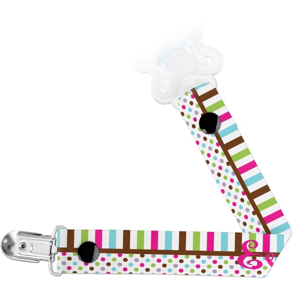 Custom Stripes & Dots Pacifier Clip (Personalized)