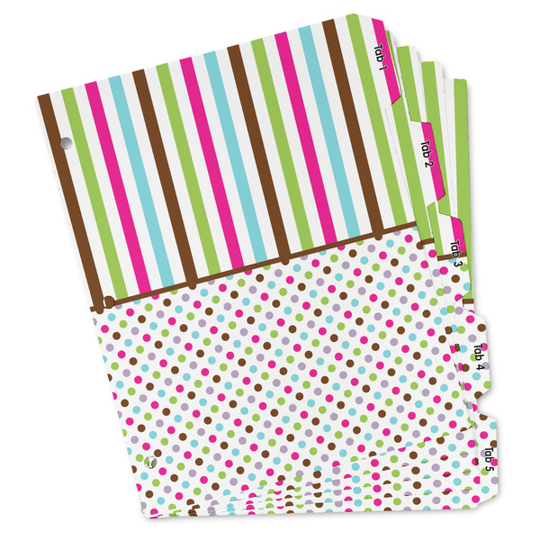 Custom Stripes & Dots Binder Tab Divider - Set of 5 (Personalized)