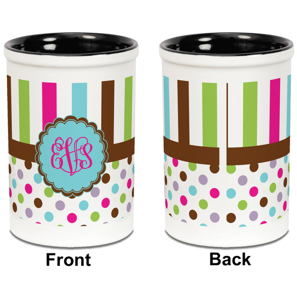 Stripes & Dots Pencil Holder - Black - approval