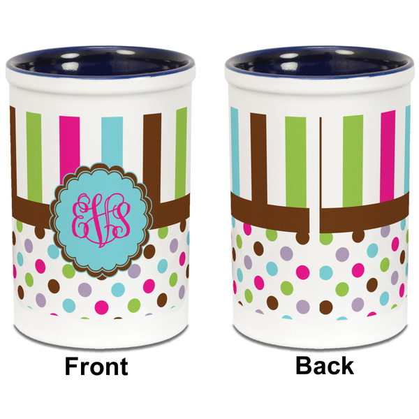 Stripes & Dots Pencil Holder - Blue - approval