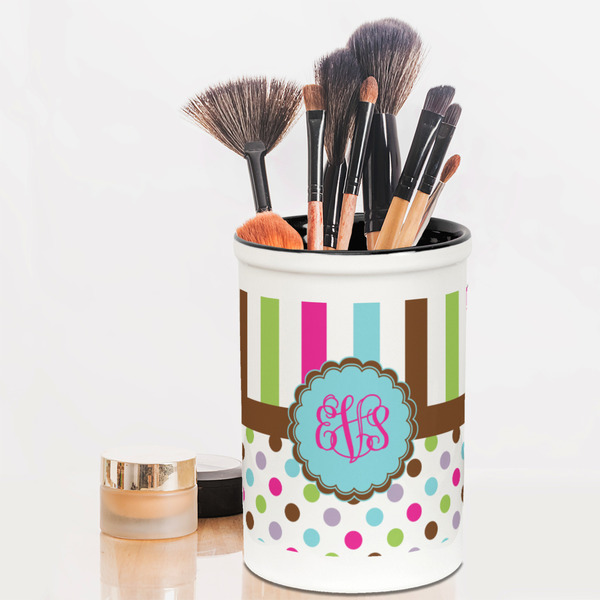 Stripes & Dots Pencil Holder - LIFESTYLE makeup