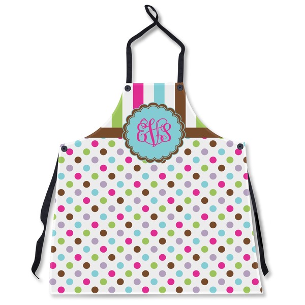 Custom Stripes & Dots Apron Without Pockets w/ Monogram