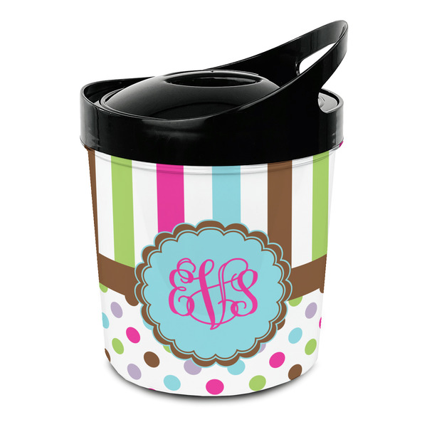 Custom Stripes & Dots Plastic Ice Bucket (Personalized)
