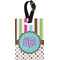 Stripes & Dots Plastic Luggage Tag - Rectangular w/ Monogram