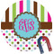 Stripes & Dots Round Fridge Magnet (Personalized)