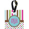 Stripes & Dots Plastic Luggage Tag - Square w/ Monogram