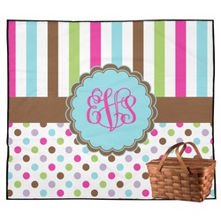 Stripes & Dots Outdoor Picnic Blanket (Personalized)