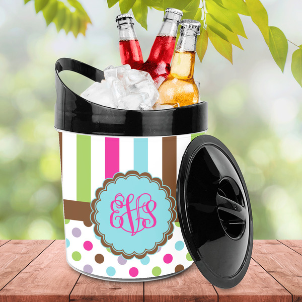 Stripes & Dots Plastic Ice Bucket - LIFESTYLE