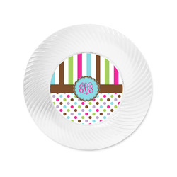 Stripes & Dots Plastic Party Appetizer & Dessert Plates - 6" (Personalized)