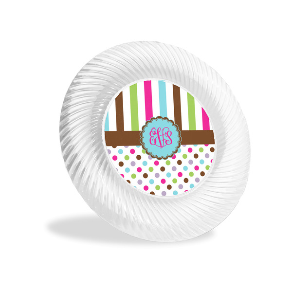 Custom Stripes & Dots Plastic Party Appetizer & Dessert Plates - 6" (Personalized)