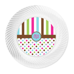 Stripes & Dots Plastic Party Dinner Plates - 10" (Personalized)