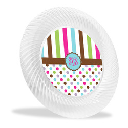 Stripes & Dots Plastic Party Dinner Plates - 10" (Personalized)